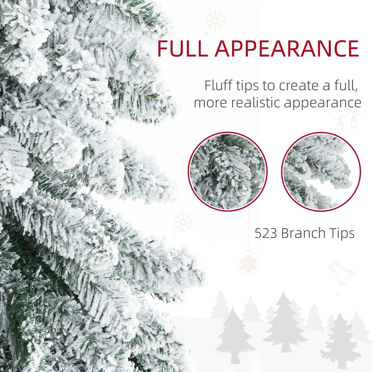 6' Artificial Slim Flocked Christmas Tree, Snow Frosted Branches, Steel Base Artificial Christmas Trees at Gallery Canada