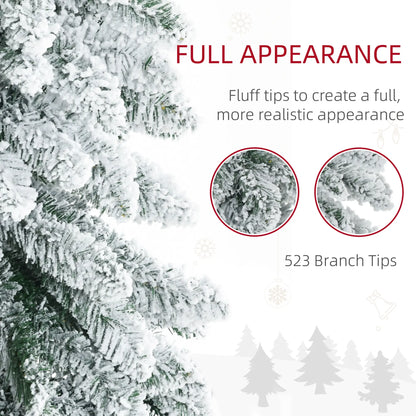 6' Artificial Slim Flocked Christmas Tree, Snow Frosted Branches, Steel Base Artificial Christmas Trees at Gallery Canada