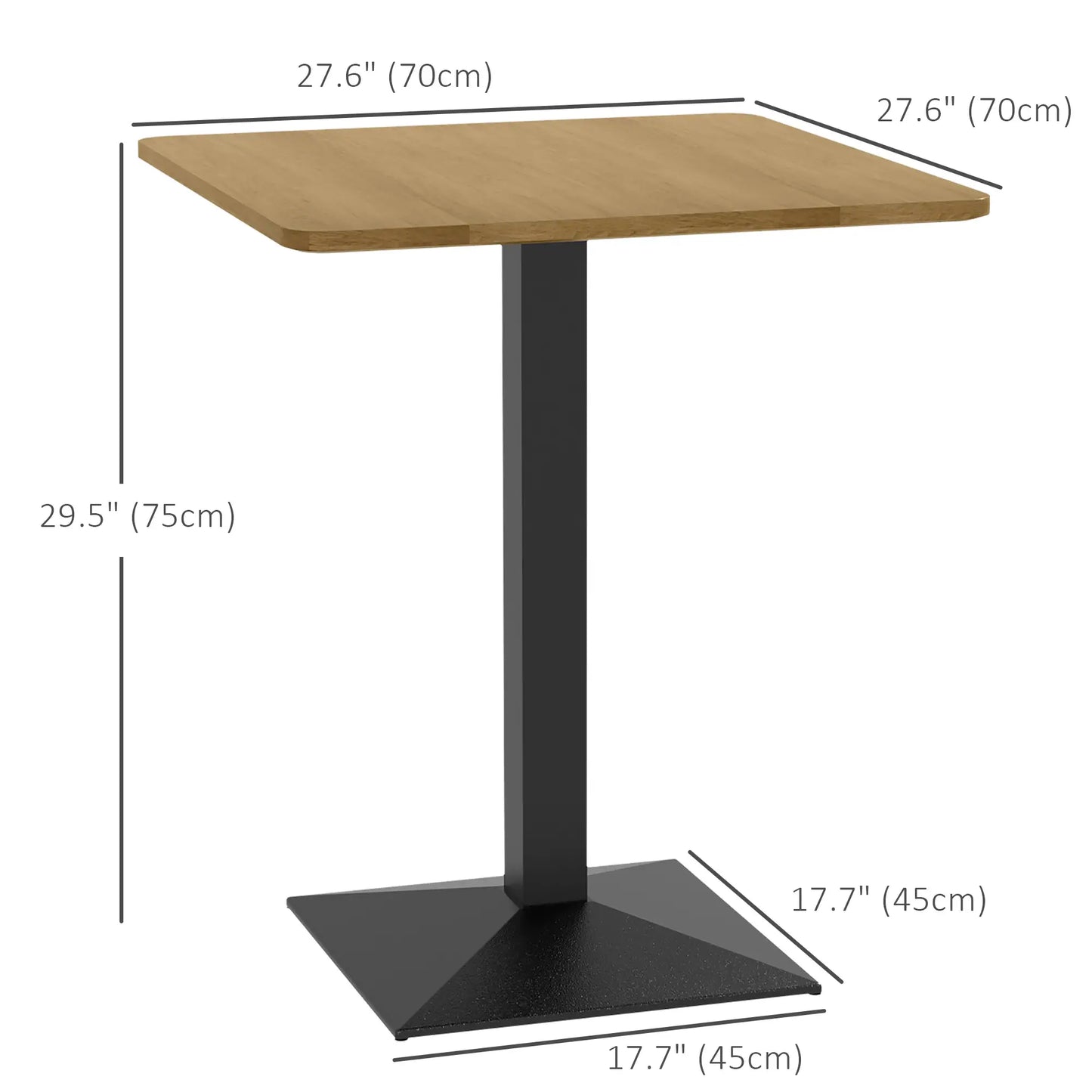 28" Square Dining Table, Modern Steel Base, Dark Brown Bar Tables & Dining Tables at Gallery Canada