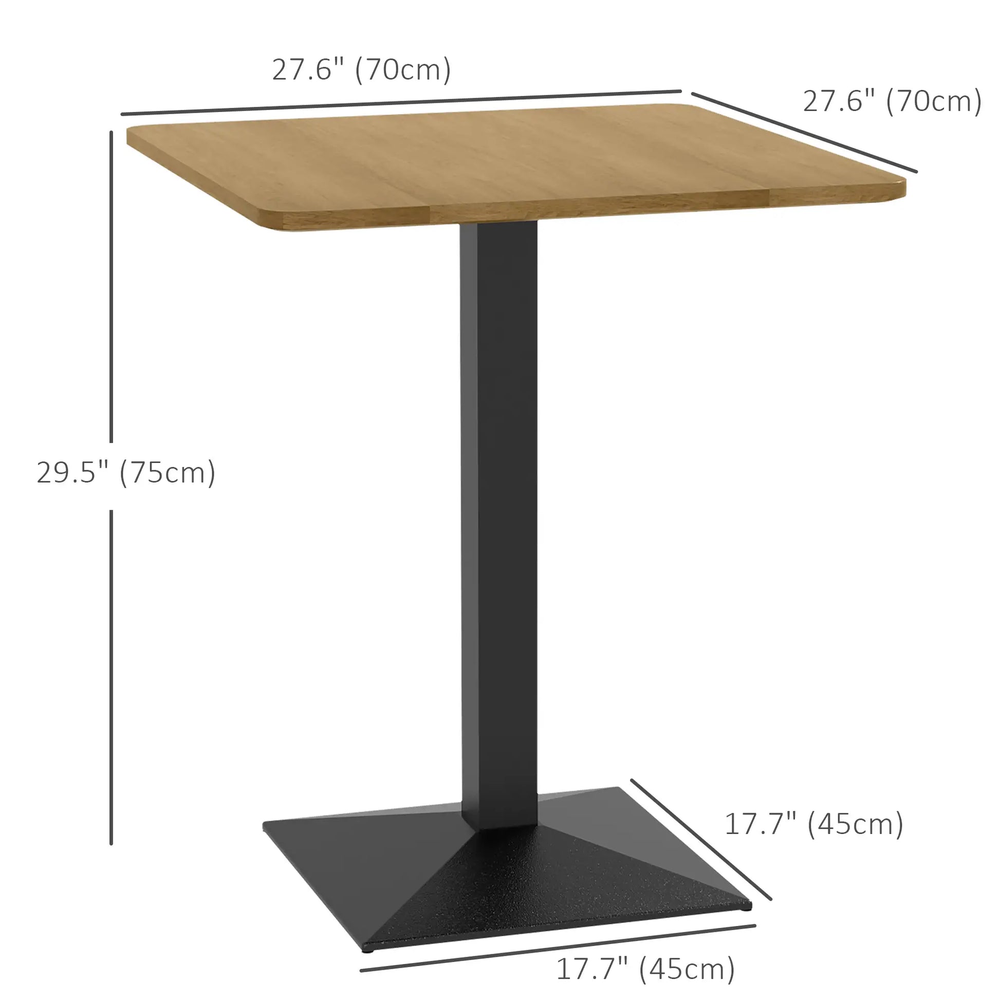 28" Square Dining Table, Modern Steel Base, Dark Brown Bar Tables & Dining Tables at Gallery Canada