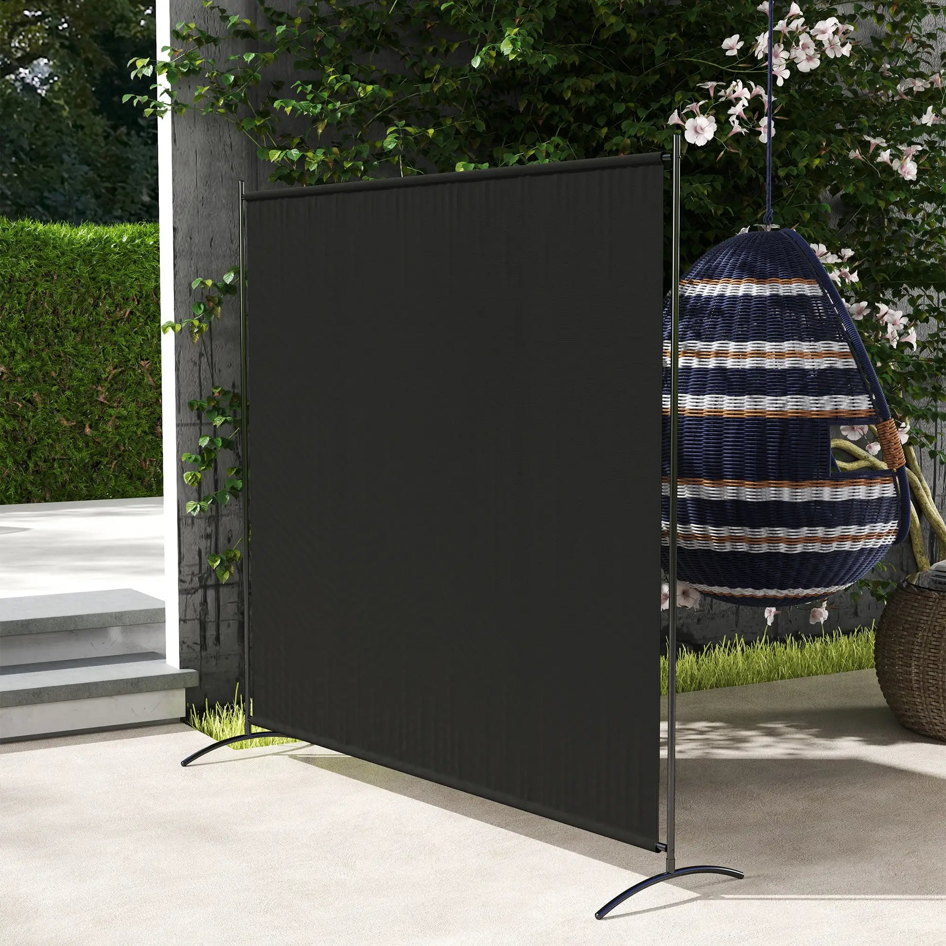 Single Panel Room Divider, UV30+ Privacy Screen, Indoor Outdoor, Black Side Awnings at Gallery Canada