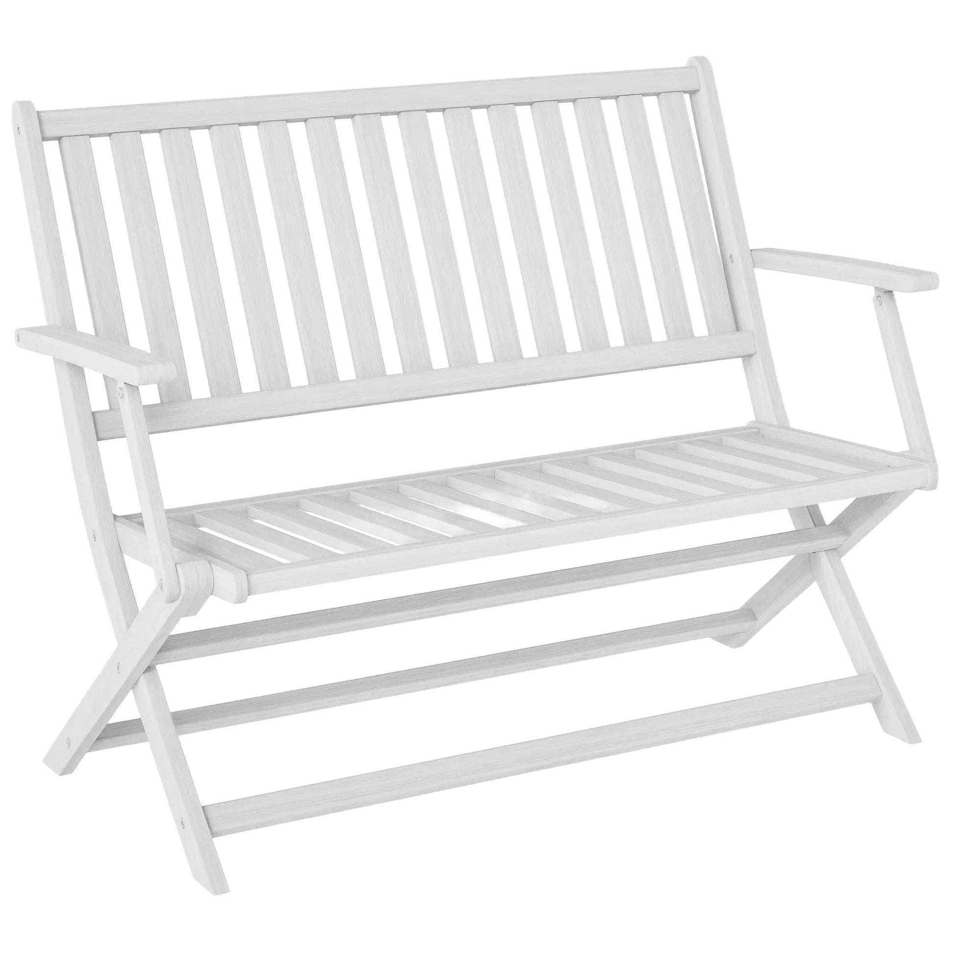 46.5" Foldable Wood Outdoor Bench, Backrest and Armrests, White Patio Chairs at Gallery Canada