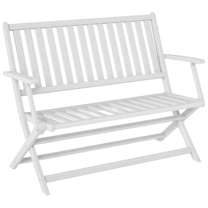 46.5" Foldable Wood Outdoor Bench, Backrest and Armrests, White Patio Chairs at Gallery Canada