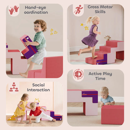 2-Piece Climbing Foam Blocks, Detachable Cover, Indoor PlaySet, Pink Kids Gym & Playmats at Gallery Canada