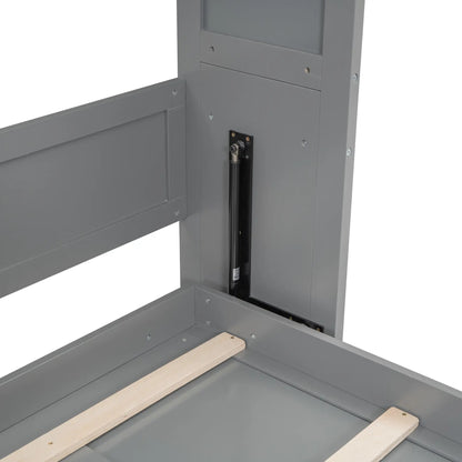 Murphy Bed with Shelves, Dual Piston Mechanism, 87.5" L x 16" W x 84" H, Grey Bed Frames at Gallery Canada