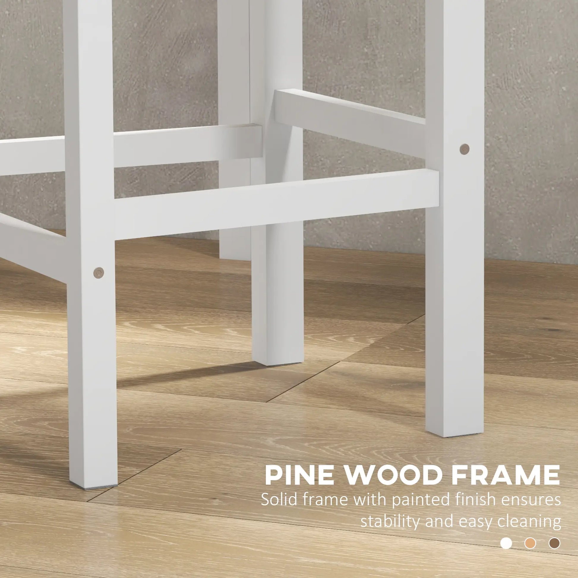 Counter Height Stools Set of 2, Farmhouse Bar Stools, Solid Wood, White Bar Stools at Gallery Canada