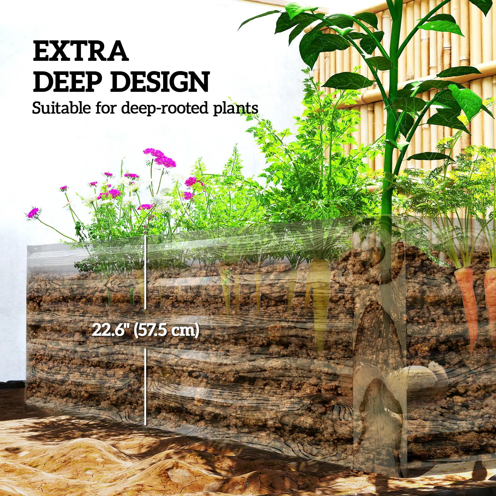 6' x 3' x 2' Raised Garden Bed, Galvanized Planter Box, Light Wood Effect Galvanized Planter Boxes at Gallery Canada