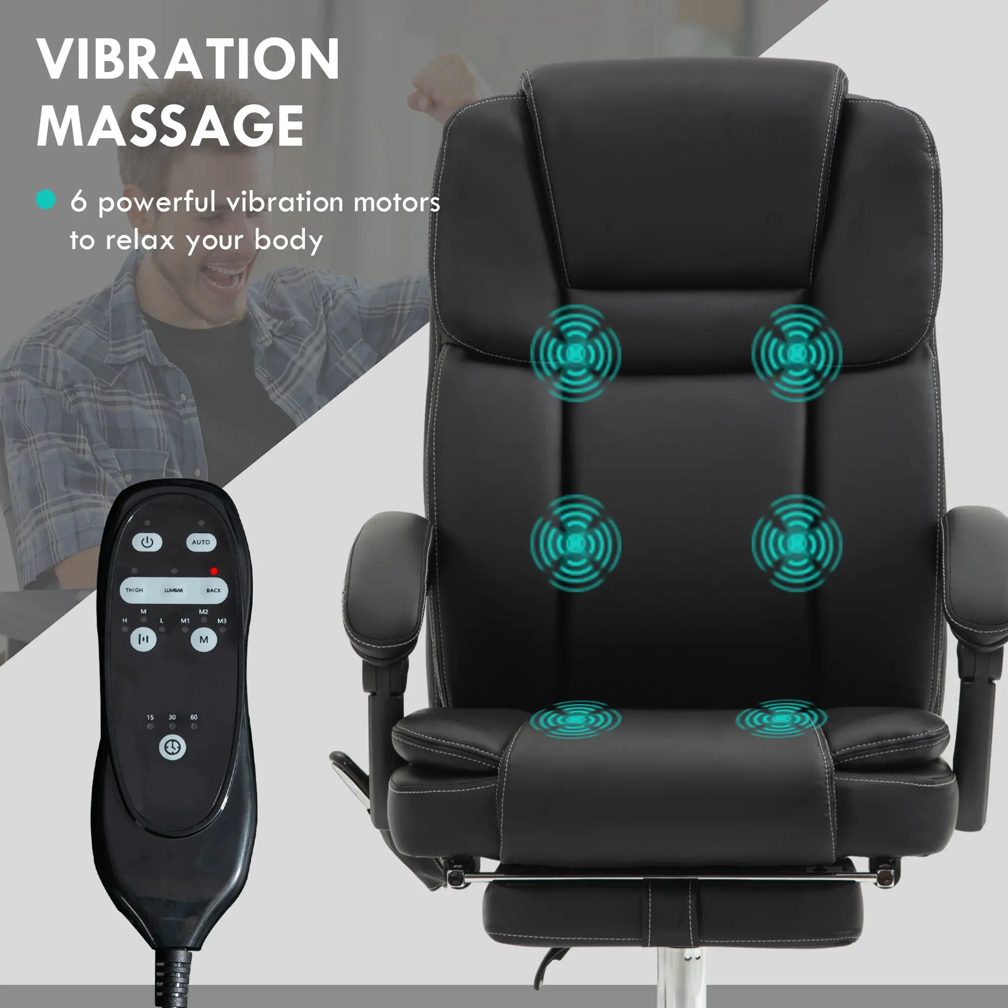 Massage Office Chair, Reclining Executive Chair with Vibration, Footrest, High Back, Black Massage Chairs at Gallery Canada