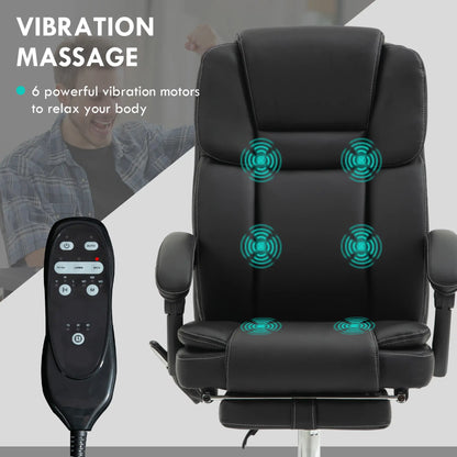 Massage Office Chair, Reclining Executive Chair with Vibration, Footrest, High Back, Black Massage Chairs at Gallery Canada