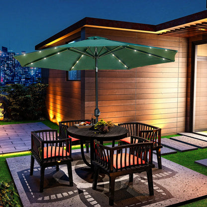9ft Solar Patio Umbrella, 24 LED Lights, Tilt Canopy, Green Sun Umbrellas at Gallery Canada