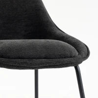 Chenille Bar Stools Set of 2 Counter Height Chairs, Black