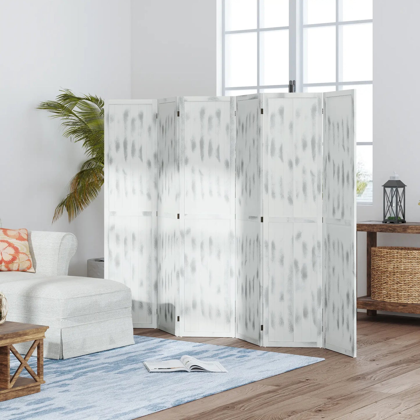 Foldable Screen Divider, 5.5' Rustic, for Bedroom Office, White Room Dividers at Gallery Canada
