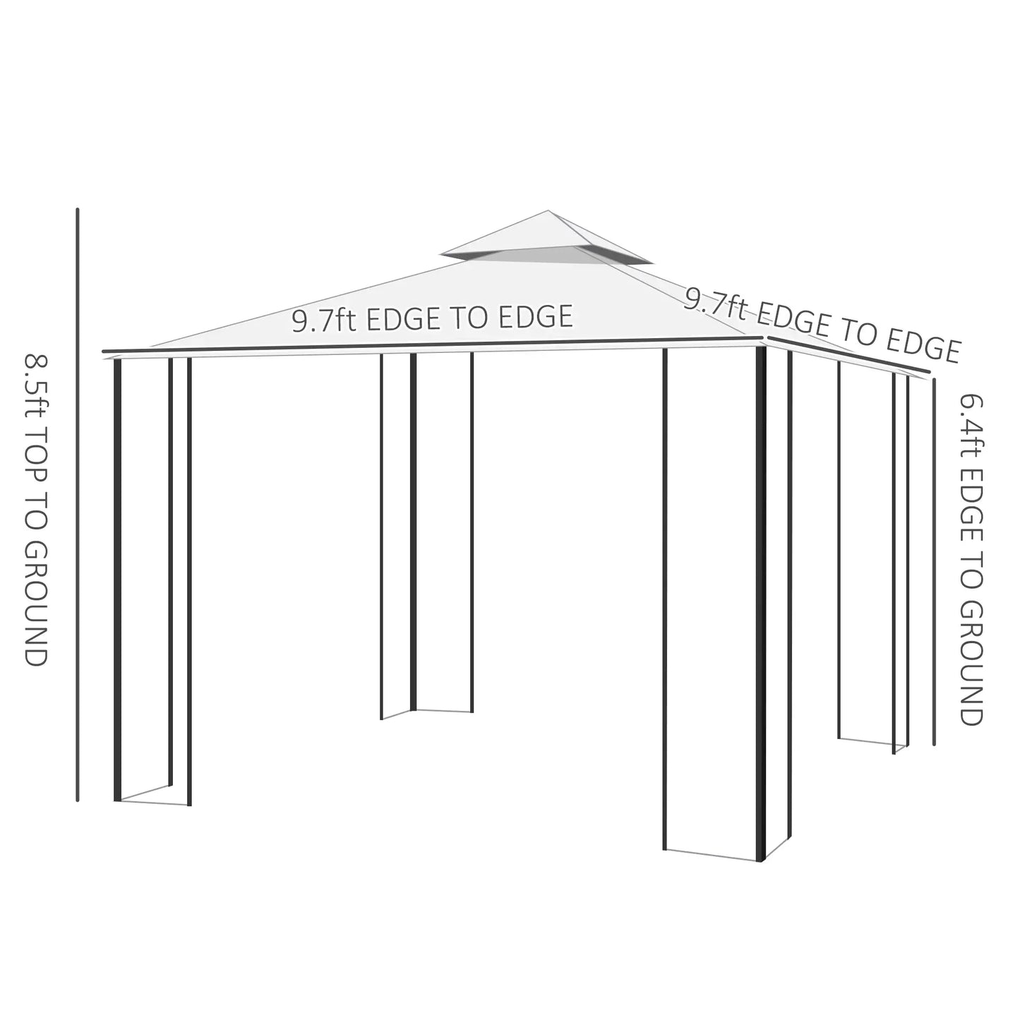 10' x 10' Metal Gazebo, Patio Canopy With Vented Roof, Cream Gazebos at Gallery Canada