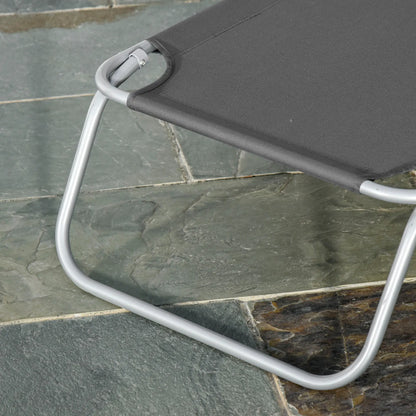 Folding Outdoor Lounge Chair, Reclining Beach Lounger, Breathable Mesh, Grey Lounger Chairs at Gallery Canada