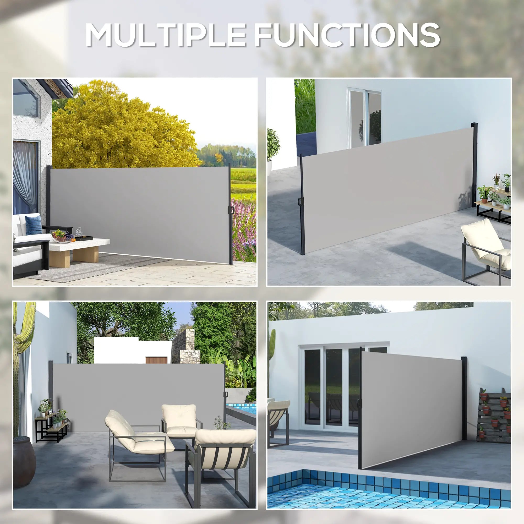 13' x 5' Retractable Side Awning, Outdoor Privacy Screen, Light Grey Retractable Side Awning at Gallery Canada