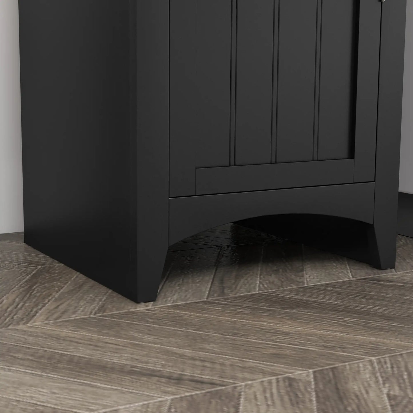 48" Kitchen Pantry Cabinet, Single Door, 4 Tier Adjustable Shelves, Black Kitchen Pantry Cabinets at Gallery Canada