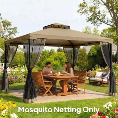 Mosquito Netting For Gazebo, 10' x 13', Khaki, Black Gazebo Sidewalls at Gallery Canada