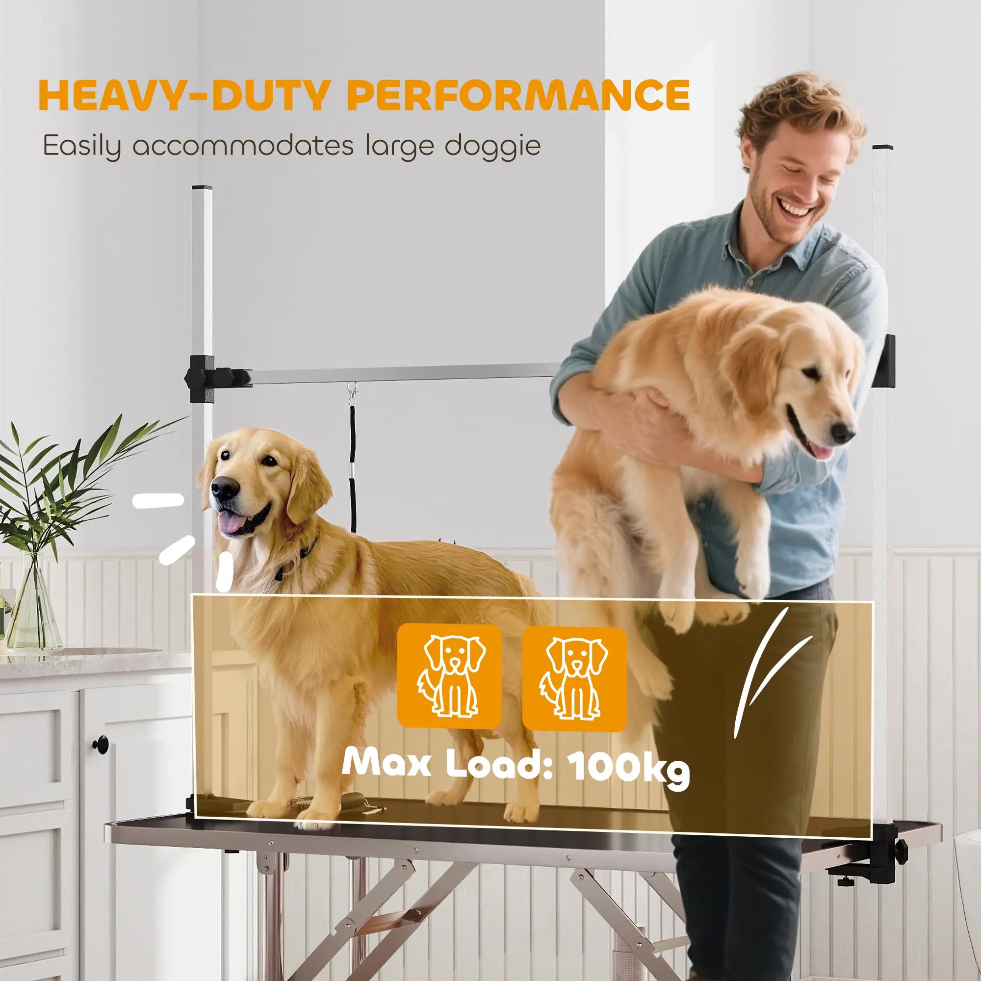 Adjustable Dog Grooming Table, 2 Safety Slings, Storage Basket, Black Dog Grooming Tables at Gallery Canada