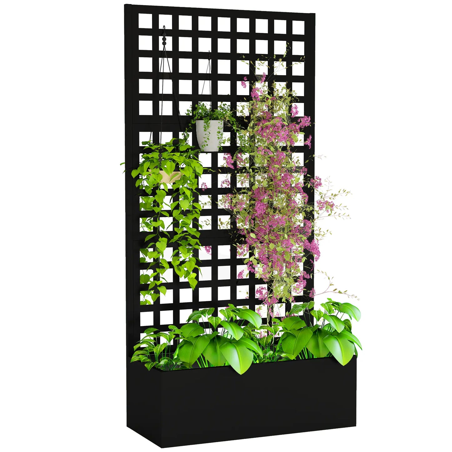 Galvanized Raised Garden Bed, Trellis for Climbing Plants, 35" x 16" x 70" Raised Garden Beds at Gallery Canada