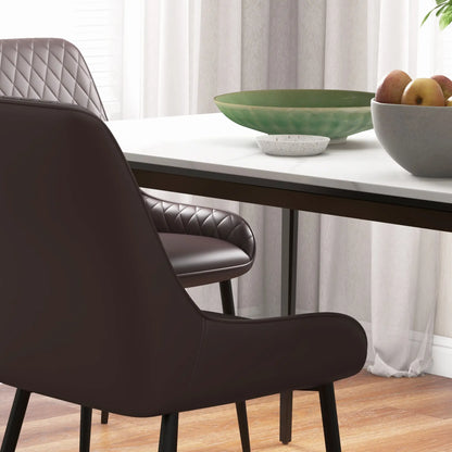 Upholstered Kitchen Chairs, Set of 4, Diamond Tufting, Steel Legs, Brown Bar Stools at Gallery Canada