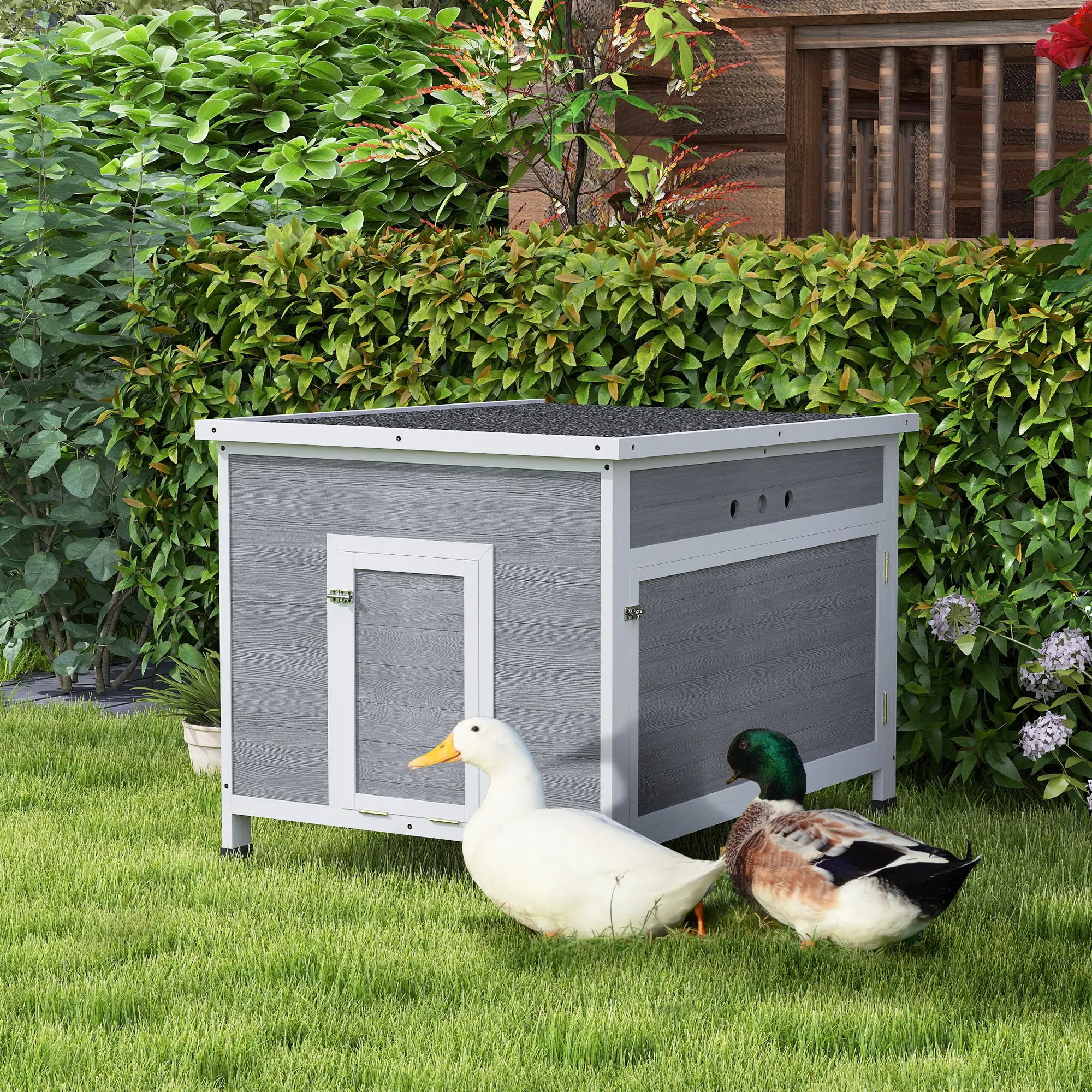 Wooden Duck Coop, Rabbit Hutch With Openable Roof, Removable Floor, Grey Chicken Coops at Gallery Canada
