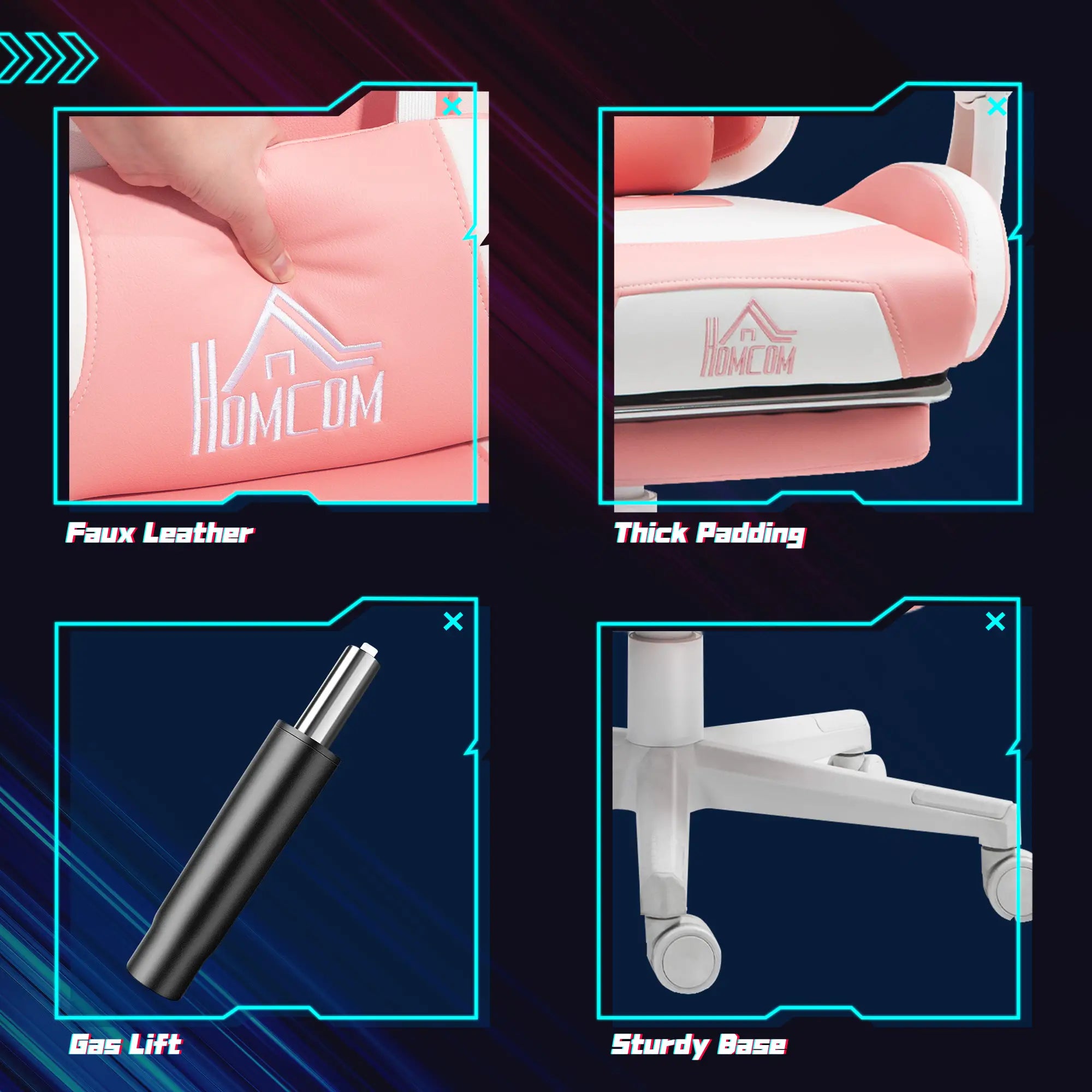 Racing Gamer Chair, Faux Leather with Footrest, Headrest, Lumbar Support, Pink Video Game Chairs at Gallery Canada