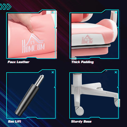 Racing Gamer Chair, Faux Leather with Footrest, Headrest, Lumbar Support, Pink Video Game Chairs at Gallery Canada