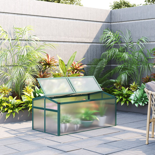 Aluminium Cold Frame Greenhouse Garden Portable Raised Planter with Openable Top for Indoor, Outdoor, Flowers, Vegetables, Plants, 51" x 28" x 24" - Gallery Canada