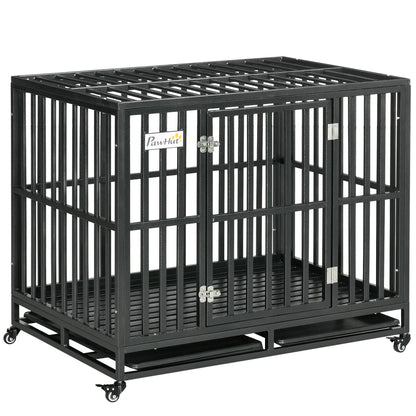 41 Heavy Duty Steel Dog Crate, Pet Cage with Wheels, Black Houses, Kennels & Pens at Gallery Canada
