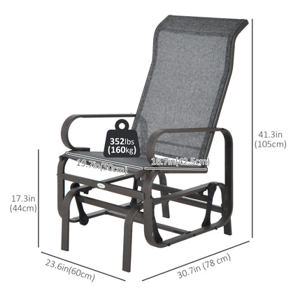 Outsunny Patio Glider Chair, Mesh Fabric, Grey