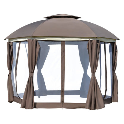 12' x 12' Outdoor Gazebo, Dome Patio with Netting, Brown Gazebos Brown at Gallery Canada