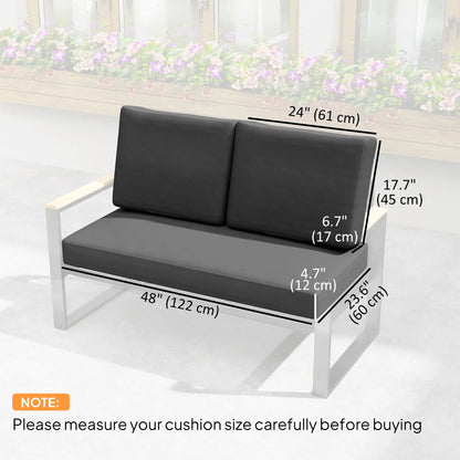 2 Seater 5" Thick Outdoor Seat Cushions, 7" Backrest, Dark Grey Patio Chair Cushions at Gallery Canada