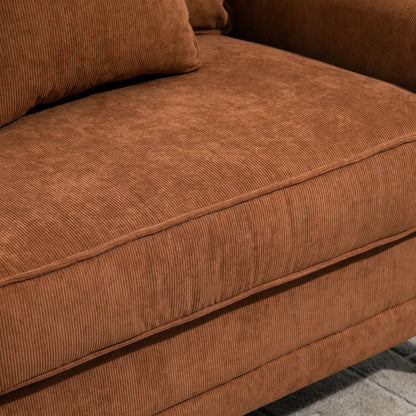 Modern 3 Seater Sofa, Corduroy Couch, Pine Wood Legs, Brown, Brown 3-Seater Sofas at Gallery Canada
