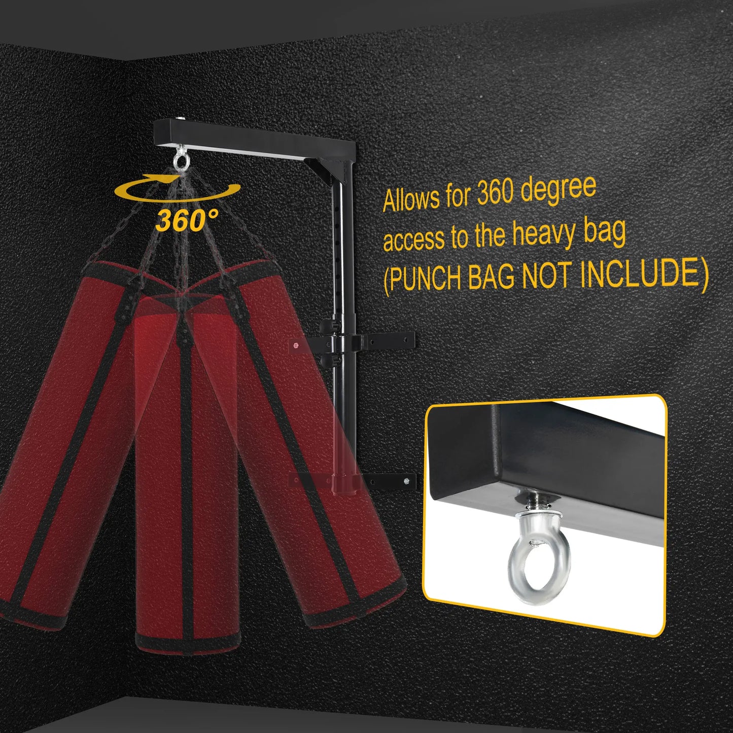 Heavy Duty Boxing Punch Bag Hanger, Wall Mount, 220lbs, Black Punching Bag Hangers at Gallery Canada