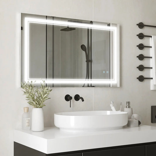40" x 24" LED Bathroom Mirror, Dimmable, 3 Color, Touch Control, Color Wall Mirrors Silver at Gallery Canada