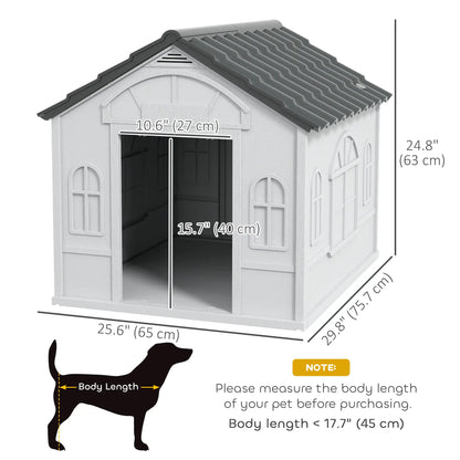 26" Plastic Dog House, Outdoor with Air Vents, Small Medium Dogs, Grey Houses, Kennels & Pens at Gallery Canada