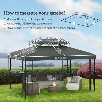 13' x 10' Gazebo Replacement Canopy, 2 Tier Top UV Cover, Deep Grey Gazebo Canopy Replacement at Gallery Canada
