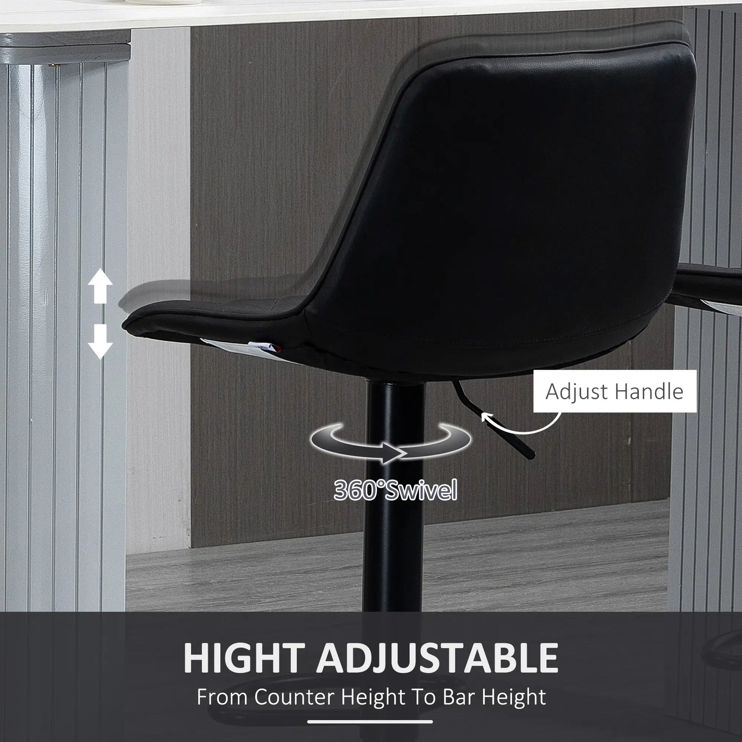 Swivel Counter Height Barstools, Set of 2, Adjustable Height, Black Bar Stools at Gallery Canada