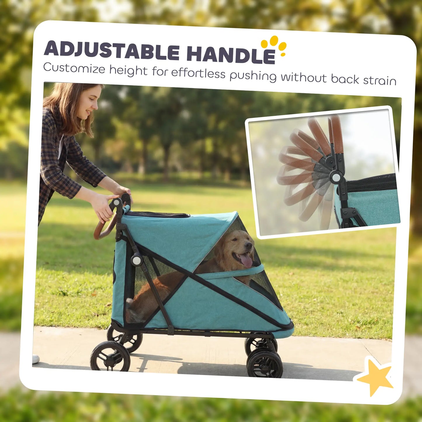 Dog Stroller for Large Dogs Up to 66 Lbs, 4-Wheel Shock Absorption, Turquoise Dog Bike Trailers & Strollers at Gallery Canada