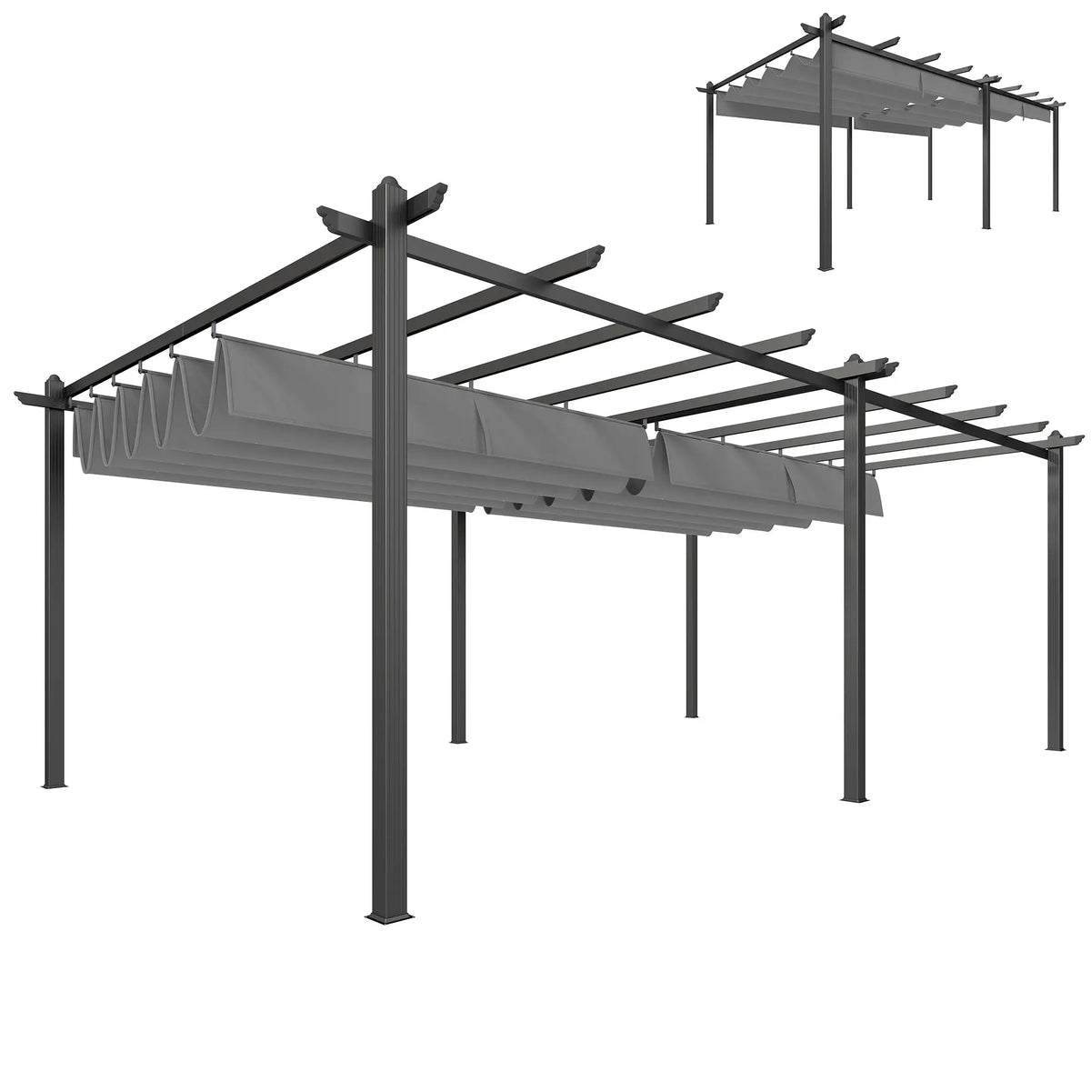 Retractable Pergola Canopy, 11.7' x 19.6', Aluminum, For Grill Patio Garden Deck Pergolas Light Grey at Gallery Canada