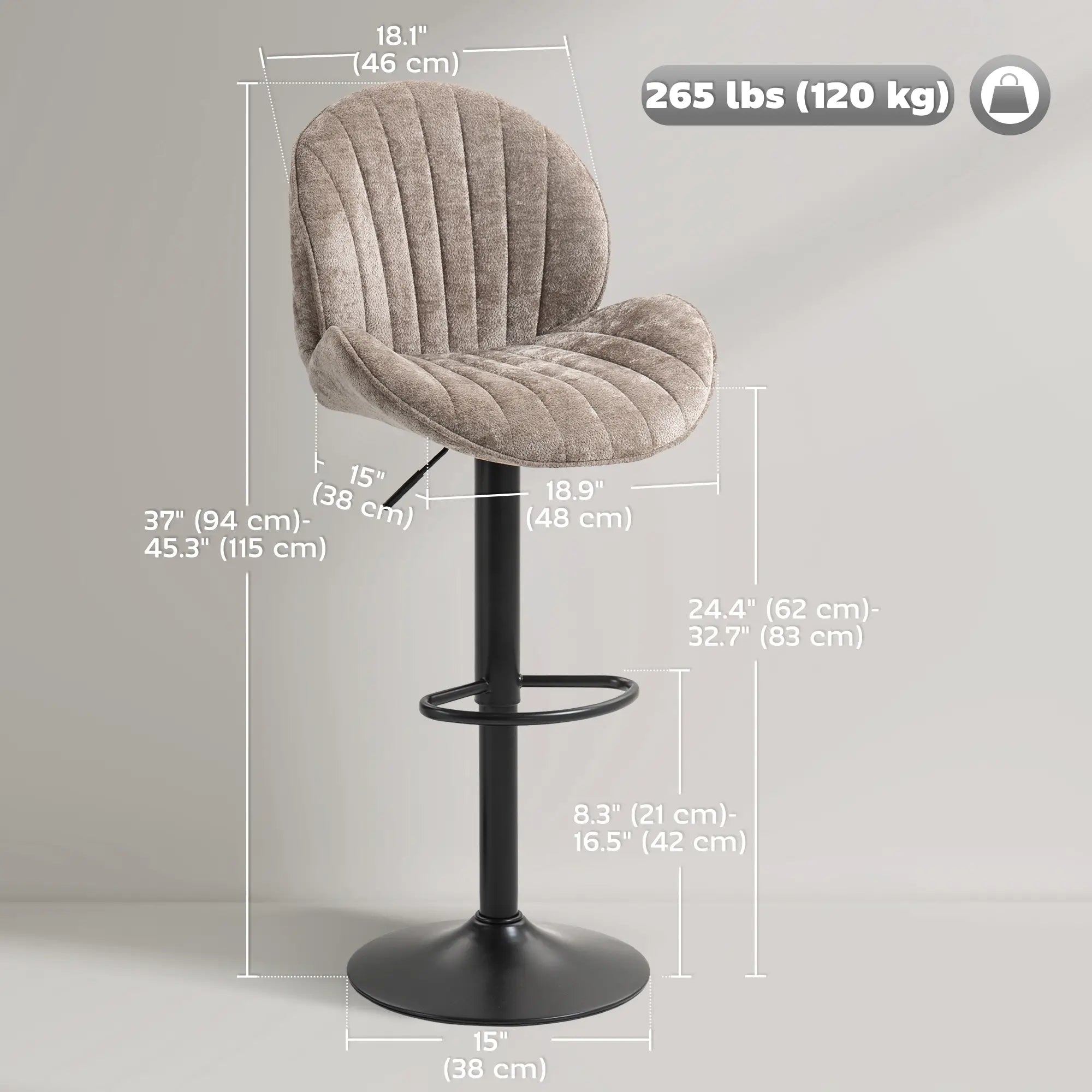 Swivel Bar Stools Set Of 2, Adjustable Height, Brown Bar Stools at Gallery Canada