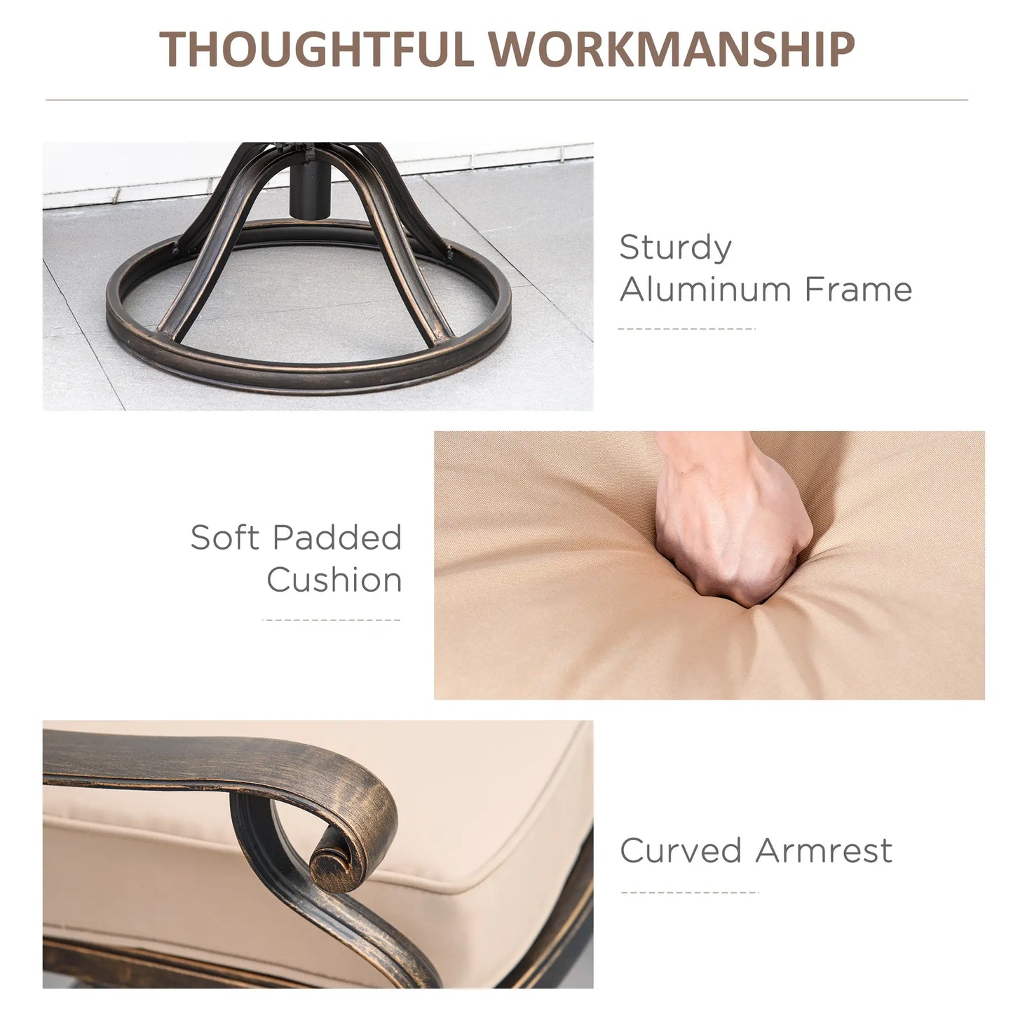 2 Patio Swivel Chairs with Cushion, Aluminum Frame, 3" Thick, Bronze Bistro Sets at Gallery Canada