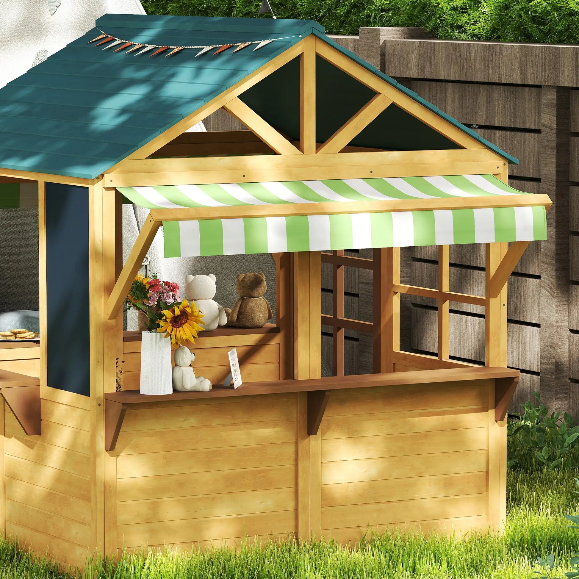 Foldable Wooden Playhouse for Kids, Snack Bar, Working Door, Brown Play Houses at Gallery Canada