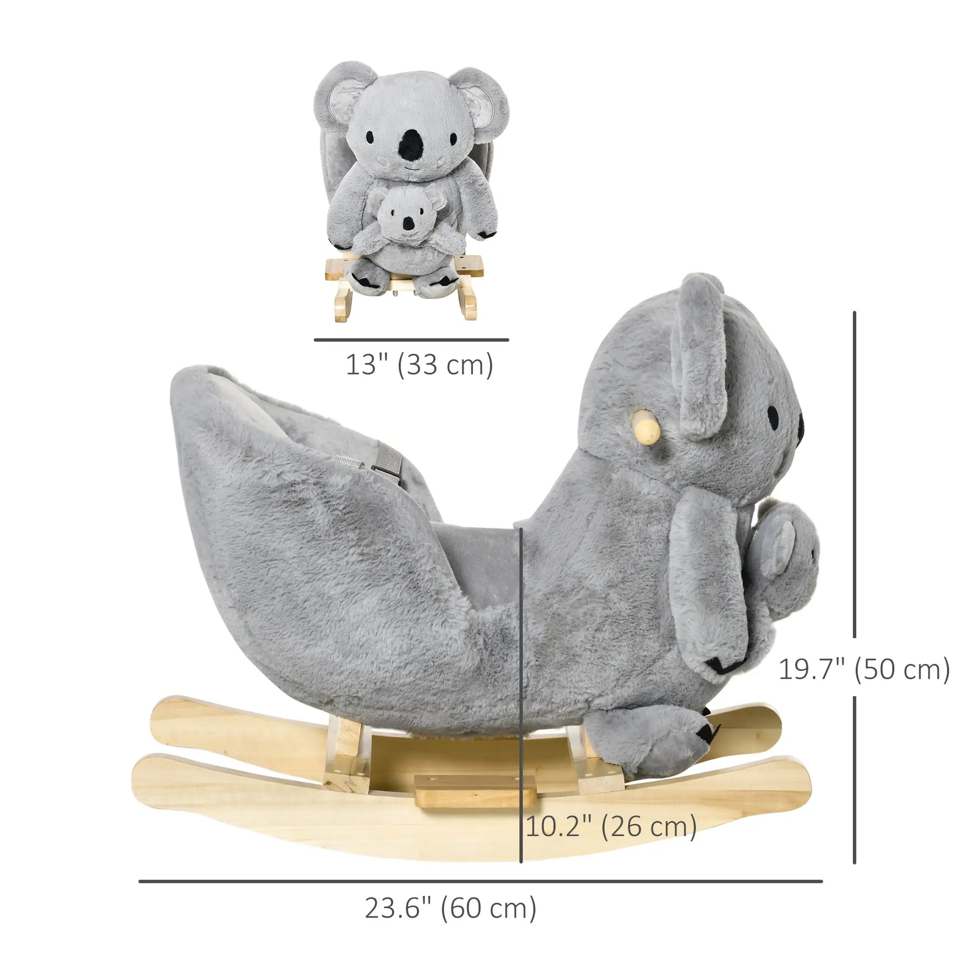 Kids Plush Ride-On Rocking Horse, Koala-Shaped, Realistic Sounds, 18-36 Months, Grey Rocking Horses at Gallery Canada