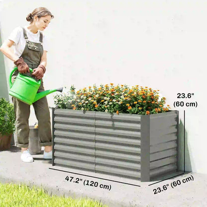 Galvanized Metal Planters, 4' x 2' x 2' Raised Garden Bed, Light Grey Galvanized Planter Boxes at Gallery Canada