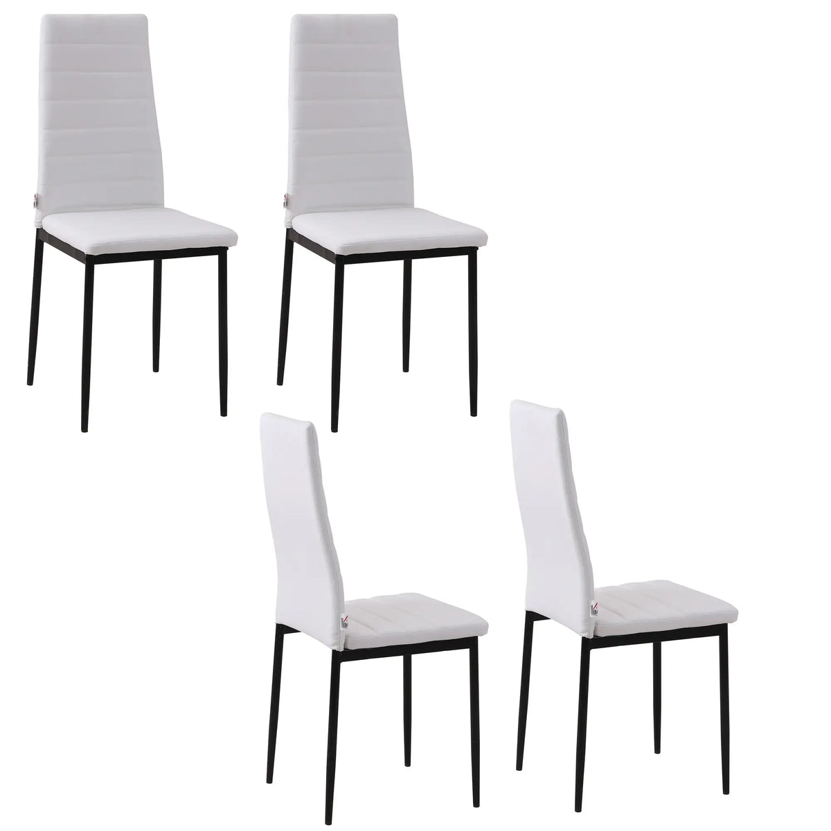 Modern Upholstered Dining Chairs, Set of 4, Linen Fabric, Metal Legs, White Dining Chairs White at Gallery Canada