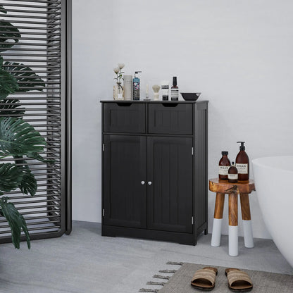 Bathroom Storage Cabinet, 2 Drawers, Adjustable Shelf, Black Bathroom Cabinets at Gallery Canada