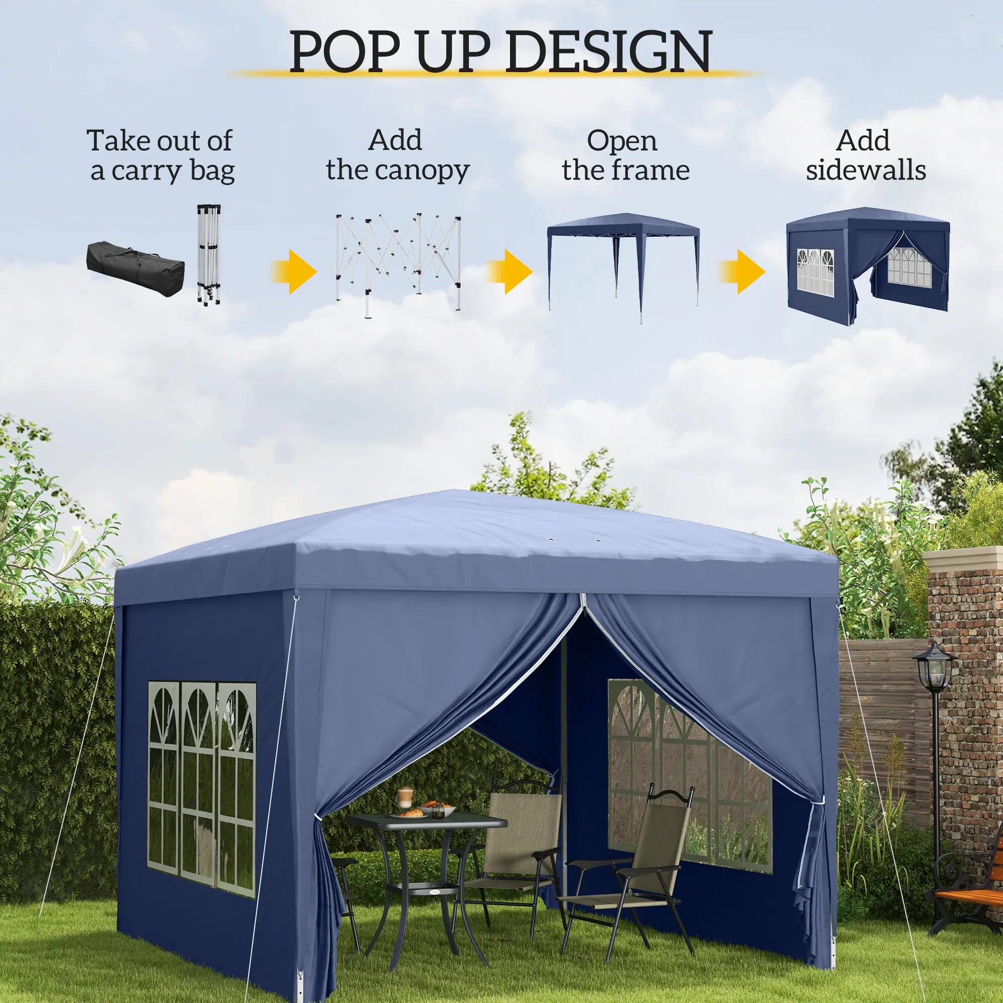 10'x10' Outdoor Pop Up Tent, Wedding Gazebo, Blue Pop Up Canopies at Gallery Canada