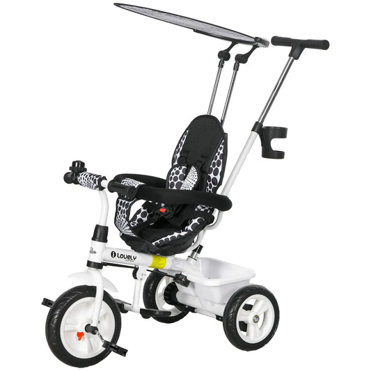 6 in 1 Kids Tricycle, Removable Handlebar, Canopy, White Tricycles for Kids White at Gallery Canada
