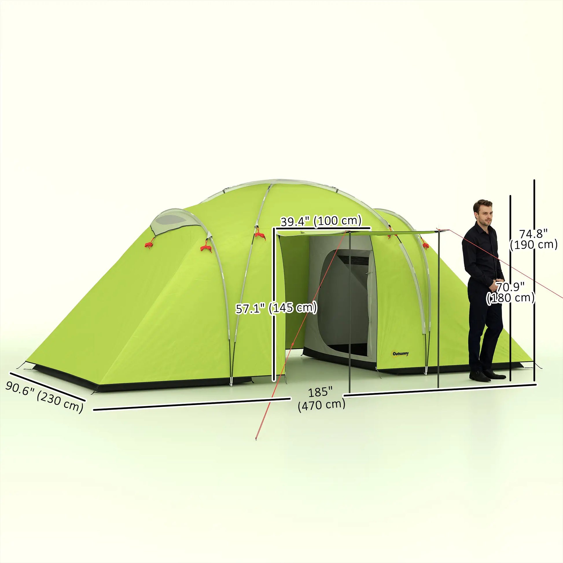 4-6 Person Camping Tent, 2000mm Waterproof, 2 Bedrooms, Living Area Camping Tents at Gallery Canada